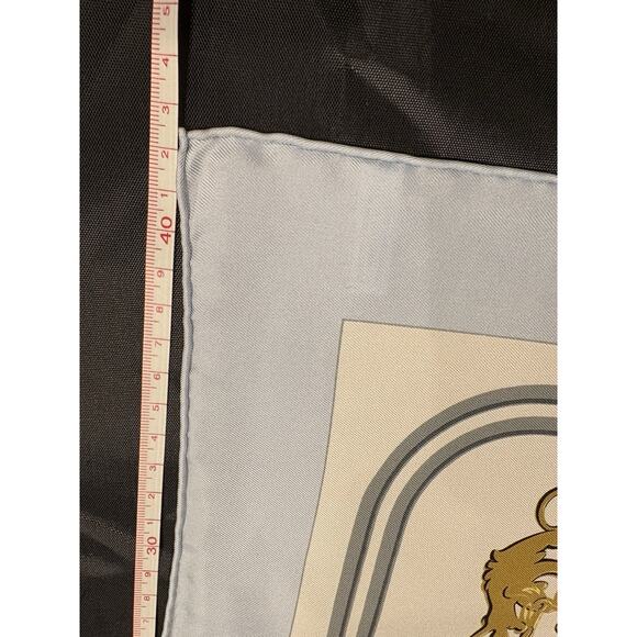 Hermès Pocket Square Silk Scarf Brides de Gala By Hugo Grygkar Lt Blue Gray New - Picture 9 of 9